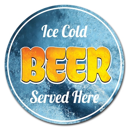 Signmission Farmers Market Ice Cold Beer Circle Vinyl Laminated Decal, D-12-CIR-Ice cold beer D-12-CIR-Ice cold beer